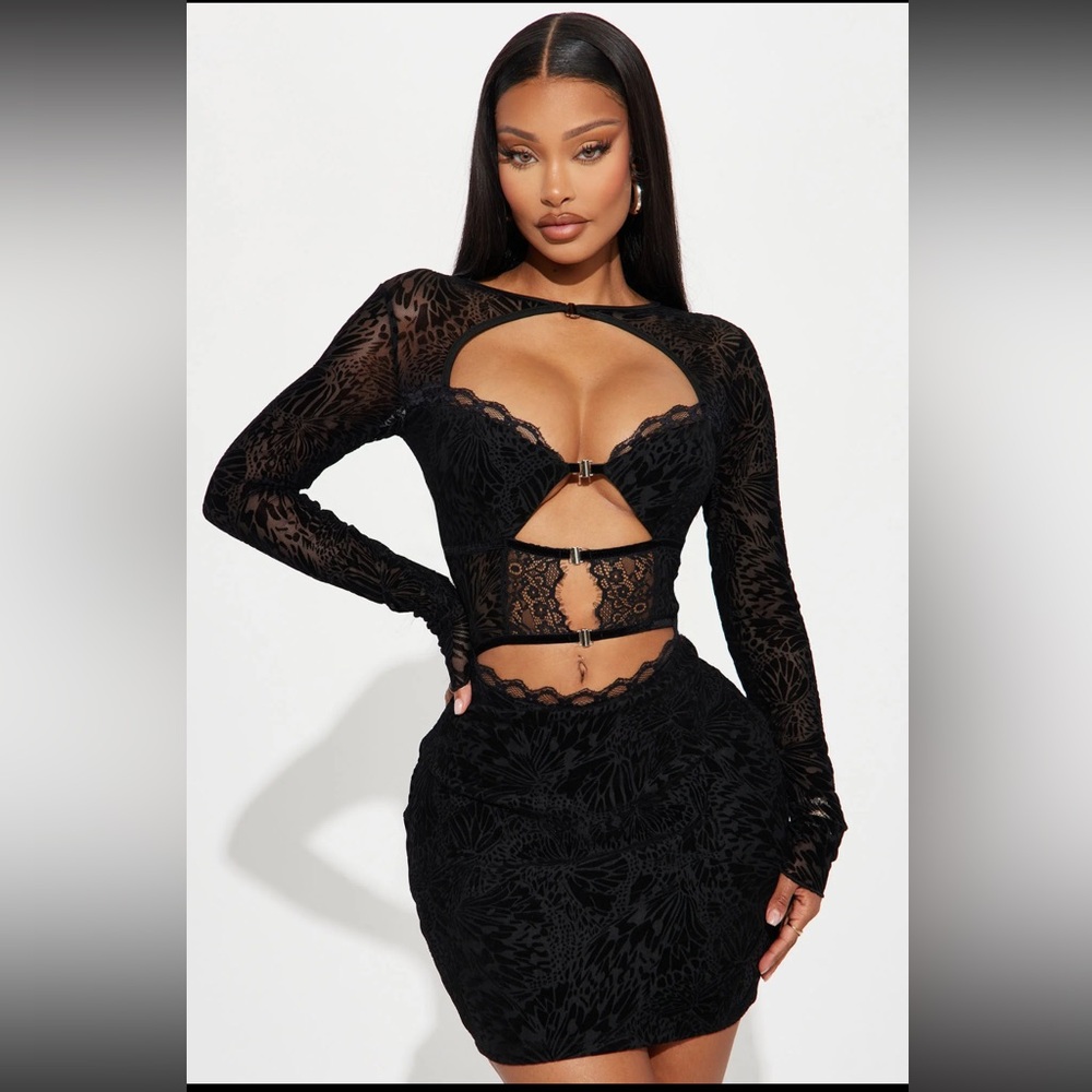 🖤Fashion Nova Alexa Longsleeve Mesh Mini Dress🖤